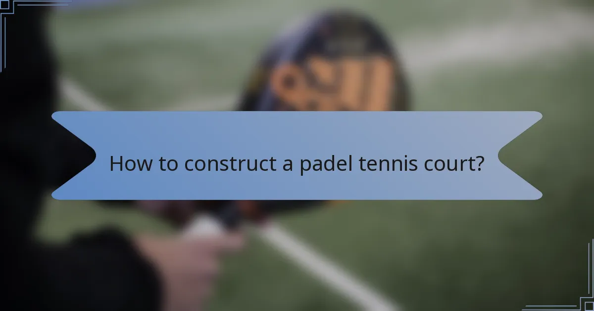 How to construct a padel tennis court?