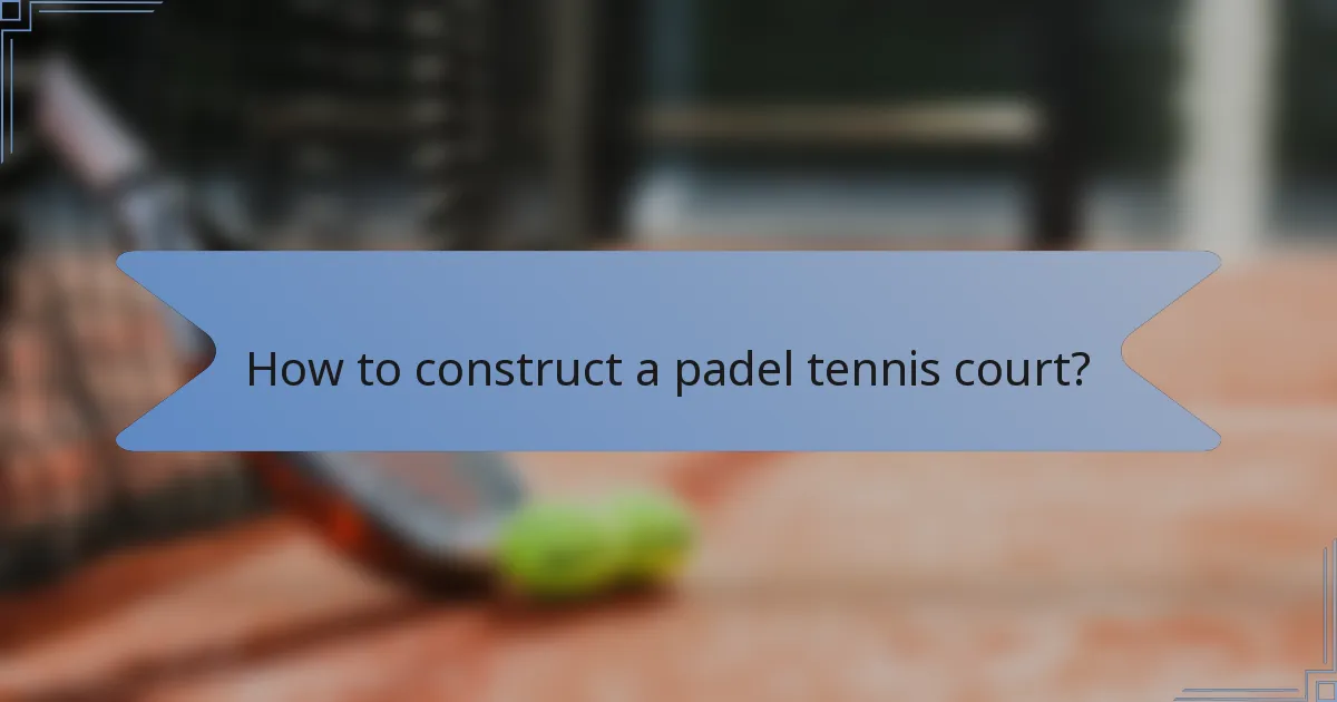 How to construct a padel tennis court?